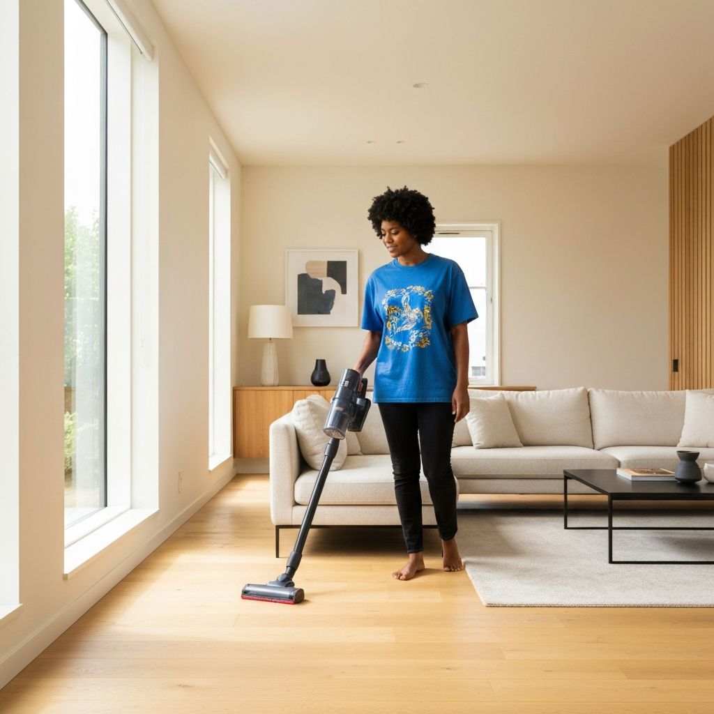 Persona usando la aspiradora ElectroGo en su hogar